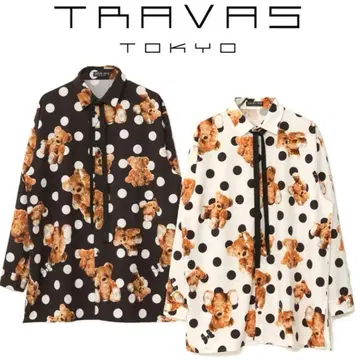TRAVAS TOKYO 도트 곰 올 패턴 승화 프린트 셔츠