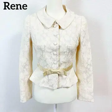 [새상품급] Rene 르네 꽃무늬 자수 실크 혼방 자켓 허리 리본 36