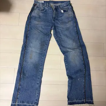 ZARA 사이드 지퍼 데님 팬츠 블루