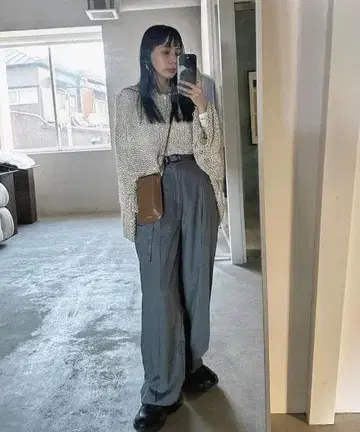 Ameri 레이어드 틸 스트레이트 팬츠