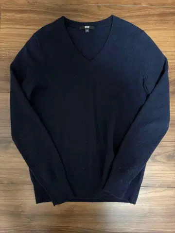 UNIQLO V넥 니트 긴팔 네이비