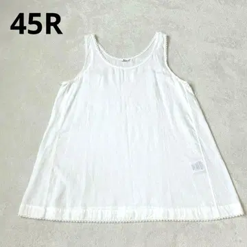 45R 슬리브리스 블라우스 탱크탑 화이트 레이스