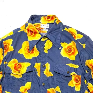 Paul Smith 긴팔 셔츠 L 꽃무늬 플로럴 올 패턴 블루 코튼