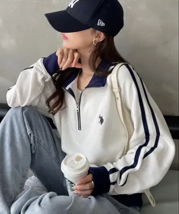 U.S. POLO ASSN. 하프 지퍼 맨투맨 폴로