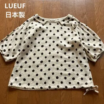 LUEUF 도트 무늬 블라우스 린넨 100% 프리 사이즈 일본제