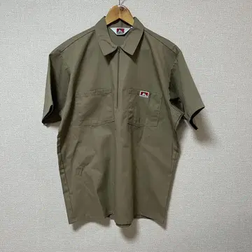 BEN DAVIS 90s USA제 하프 지퍼 워크 반팔 셔츠