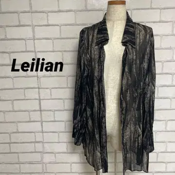 Leilian 레리안 올 패턴 시어 셔츠 긴팔 비침 시스루 봄/여름 코디