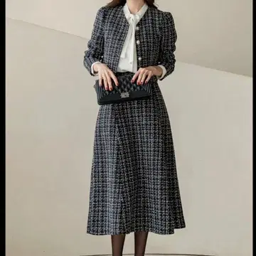 CHICLINE 트위드 자켓+플레어 스커트 셋업