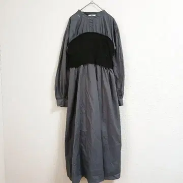 MURUA 도킹 원피스 뷔스티에 디자인 긴팔 맥시 길이 그레이 F