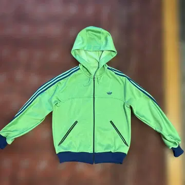 adidas 트레포일 로고 집업 후드티 라이트 그린
