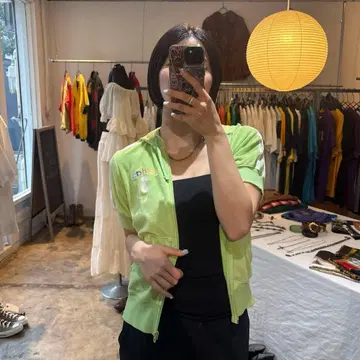 adidas 파일 원단 반팔 후드티 라이트 그린