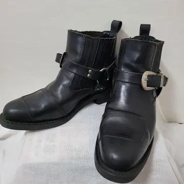 새상품급 26cm 블랙 천연 가죽 웨스턴 엔지니어 숏부츠