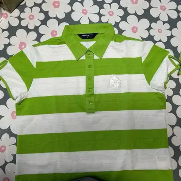 Munsingwear 반팔 피케 셔츠 보더 그린 L 사이즈