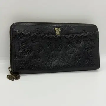 새상품급 ANNA SUI 안나수이 장지갑 네이비 가죽 버터플라이 엠보