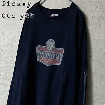00s 디즈니 Disney 그랑피 Grumpy 롱티 소매 프린트 자수 택