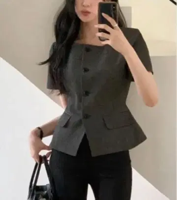 스퀘어넥 반팔 테일러드 자켓 semplice