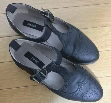 핑크하우스 펀칭 슈즈 [ 블랙 가죽 ]