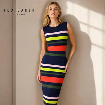 TED BAKER 원피스 드레스 슬리브리스 보더 엘레강스