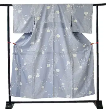 순수 실크 명주 코몬 등나무 회색에 꽃 무늬 손바느질 마감