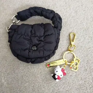 산리오 헬로키티 스톤 부착 키링 미니 파우치 포함