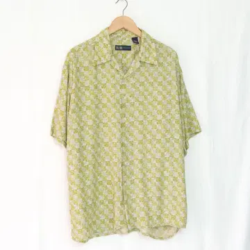 90s 비스코스 레이온 반팔 셔츠 올 패턴 하와이안 셔츠