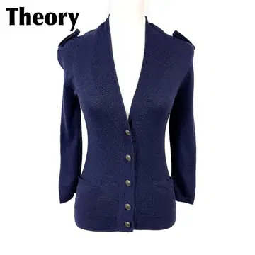 [ 새상품급 ] Theory 울 가디건 2 네이비 무지 어깨 버튼
