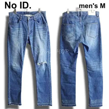 NO ID. 스트레치 데님 데미지 스키니 팬츠 W82cm 남색 일본제