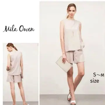Mila Owen 슬리브리스 올인원 셋업 반바지 베이지