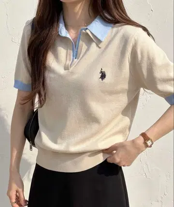 셔츠 옷깃 레이어드 폴로 니트탑 U.S. POLO ASSN. 택 포함