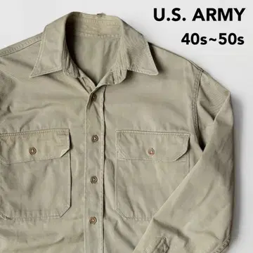 40s 50s 미군 U.S.ARMY 치노 셔츠 카키 밀리터리 밴드 포함