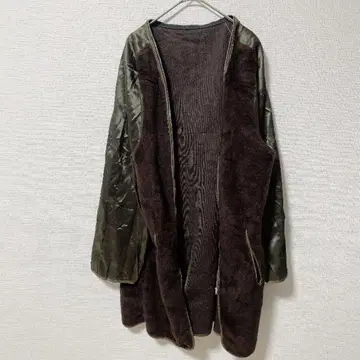 런던 포그 보아 라이너 자켓 노카라 긴팔 무지 L 브라운 방한