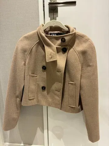 ZARA 노카라 숏 자켓 베이지