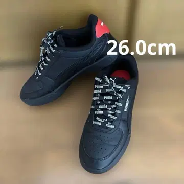 PUMA 스니커즈 블랙 레드 로고 슈레이스