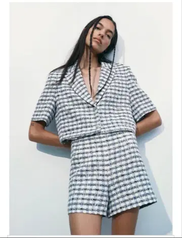 ZARA 텍스처 크롭 블레이저 XS