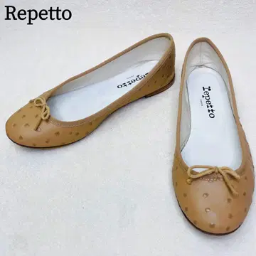 Repetto 레페토 플랫 펌프스 가죽 도트 23cm 베이지
