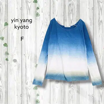 yin yang Kyoto 요가 셔츠 그라데이션 젠더프리 파랑