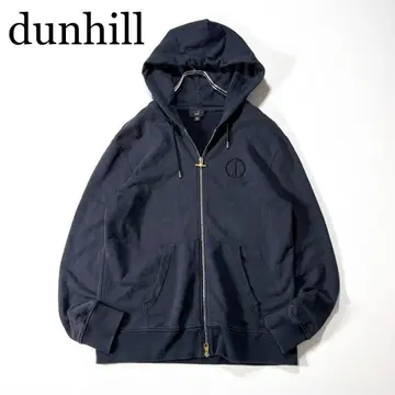 현행 고품질 dunhill 던힐 후드티 더블 지퍼 로고 자수 네이비