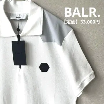 택 포함 새상품 BALR. 보라 피케 셔츠 L 화이트 그레이 절개 골프