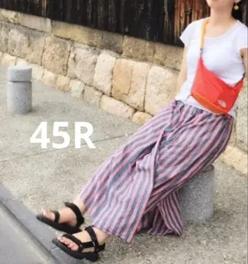 [컨디션 최상] 45R 롱 스커트 스트라이프 랩 스커트 L 사이즈
