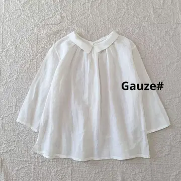 [ 컨디션 최상 ] Gauze# 거즈 라미 개더 블라우스 일본제