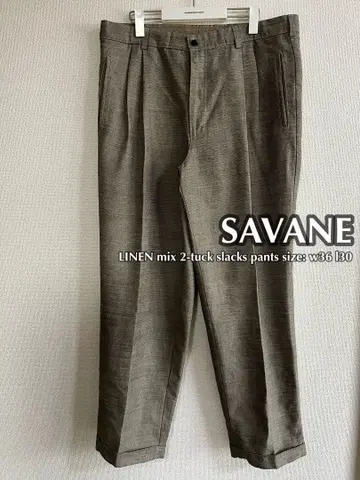 00s SAVANE 린넨 혼방 2턱 와이드 슬랙스 W36 L30