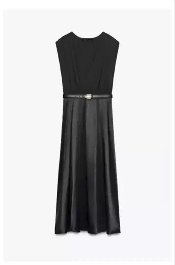 ZARA 콤비 소재 미디 원피스 S 미사용 새상품
