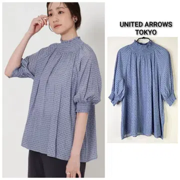 2025 SS UNITEDARROWS 셔링 하이넥 블라우스