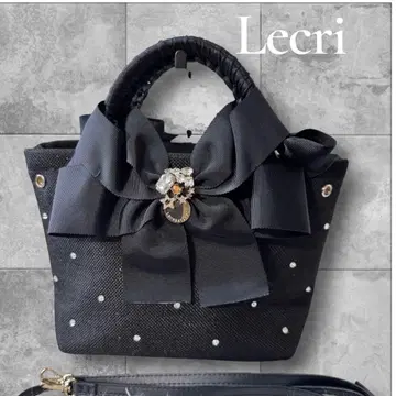 Lecri 레크리 2way 토트백 리본 비쥬 블랙