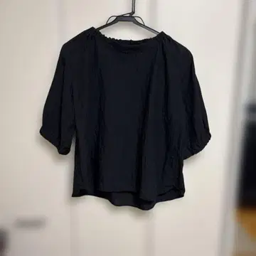 slone square 오부 소매 블라우스 블랙 린넨