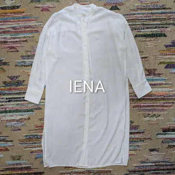 IENA 밴드 카라 큐프라 레이온 롱 셔츠 원피스 펄 버튼