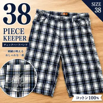 PIECE KEEPER 하프 팬츠 38 자수 체크 아메카지