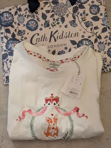 Cath Kidston 로얄 코기 화이트 프리 사이즈 T셔츠