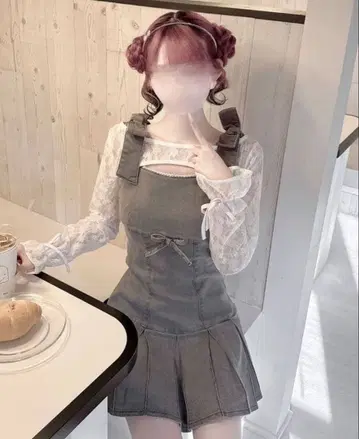 허니뮤우 레이스 앙상블 데님 원피스