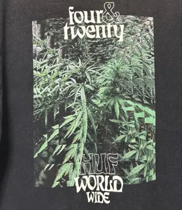 HUF 하프 T셔츠 420 블랙 페이드 칸나비 헴프 린넨